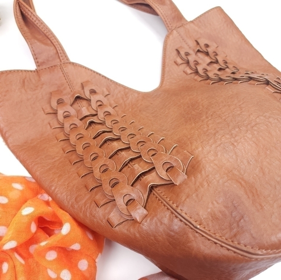 Anthropologie Camel Tan Brown Leather Hobo Tote - Picture 8 of 15